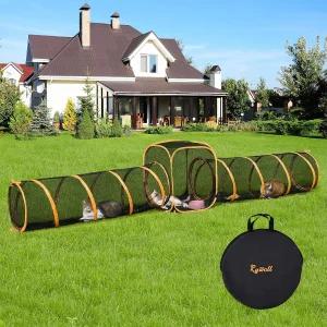 터널이 있는 야외 고양이 인클로저 큐브가 라이웰 10피트 휴대용 플레이펜 여러 마리의 위한 캐리백이