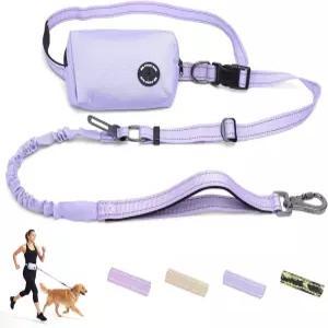 코소우 반사 트림이 있는 핸즈프리 듀얼 핸들 접이식 번지 목줄 반려견 산책 달리기 하이킹을 위한 조절