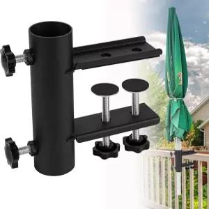Wdwlbsm 파티오 우산 클램프 스탠드 홀더 헤비 듀티 메탈 야외 브래킷 장착대 데크 난간 블리처 울타리