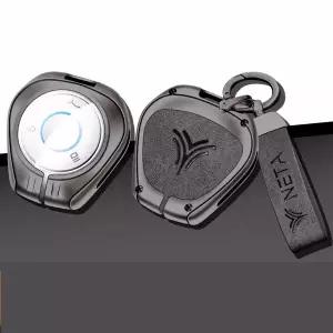 호환  네타 V 네자 U 네자 NO1 NETA V 키리스 키체인 용 아연 합금 가죽 자동차 리모컨 키 케이스 커버 보