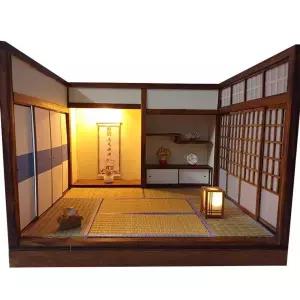 공예 침실 인형의 침실지붕 하우스 미니어처 일본 집 책장