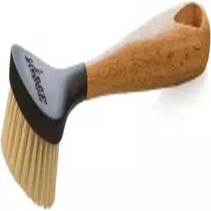 로지 10인치 스크럽 브러시 편안한 그립을 위한 나무 손잡이 튼튼한 나일론 브리스틀이 있는 프라이팬