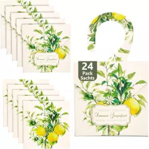 서랍 및 옷장용 자몽 주머니 24팩 신선한 향 활기찬 프레시너 탈취제 재사용 가능한 걸이 가방 10개 포함