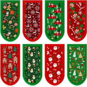 파텔라이 8팩 크리스마스 주철 프라이팬 손잡이 커버 레드 그린 냄비 홀더 내열성 논슬립 슬리브 보호기