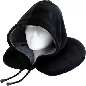 울프 에센셜 섬유 충전 후디 넥 베개 컴팩트하고 비행기 및 자동차 여행에 완벽한 블랙 차콜