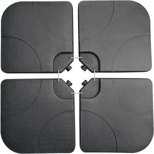 갤럭사머 4피스 155lb 용량의 튼튼한 캔틸레버 오프셋 파티오 우산 스탠드 사각 베이스 플레이트 세트