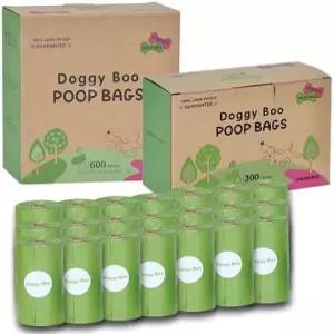 강아지 부 똥 봉투 65 재활용 플라스틱 누수 방지 및 추가로 두껍고 쉽게 묶을 수 있는 손잡이 무향