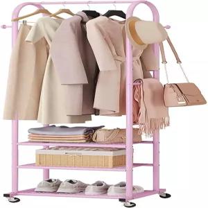 바퀴와 걸이 고리가 달린 Dttwacoyh 홀 트리 신발 선반이 있는 튼튼한 금속 코트 랙 좁은 공간을 위한 3in1