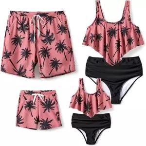 PATPAT 가족 매칭 수영복 하와이 열대 비치 비키니와 수영 트렁크 세트 엄마와 나