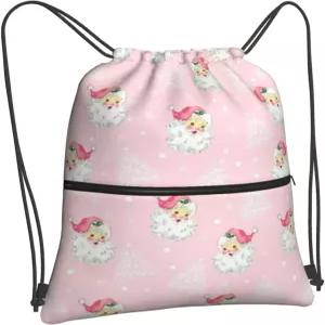 크리스마스 트리 산타클로스 드로스트링 백 체육관 스포츠 파티 선물용 방수 눈송이 백팩 여성용 내구성