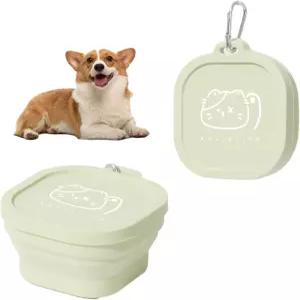 이지이프 실리콘 접이식 도그 보우 휴대용 여행용 그릇 배낭용 클립 포함 캠핑용 경량 음식물 접시 산책용