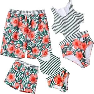 엄마와 나를 매칭하는 IFFEI 가족 수영복 플로럴 프린트 컷아웃 여성 원피스 배 조절