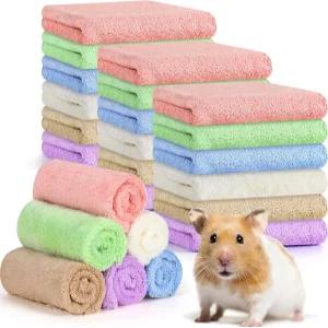 뉴위이 24개 기니피그 플리스 침구 담요 대량 세탁 가능한 소형 동물 케이지 라이너 햄스터 친칠라 토끼