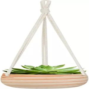 음코노 세라믹 걸이 화분 마크라메 홀더 5인치 귀여운 다육질 선인장 실내 야외 장식용 면 로프 포함 1팩