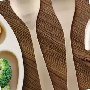 [원오안전] 방짜 유기숟가락 어린이  숟가락 포크 유아 수저 (본품)