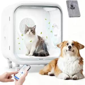 펫 타월 360 급속 건조 및 앱 제어 스마트 안전 온도 과열 방지 고양이와 작은 개를 위한 초조용하고