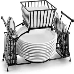 소버스 식기 캐디 냅킨 접시 홀더에 사용 스태커블 플랫웨어 테이블탑 정리함 식탁 파티 뷔페 주방