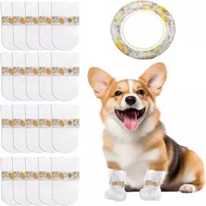 일회용 개 고양이 애완동물 신발 부츠 발 보호대가 핥는 것을 멈춥니다 방수 발톱 커버와 자가 접착 붕대