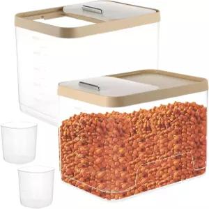 Xonyoom 2팩 10파운드 반려견 사료 보관 용기 밀폐 반려동물 고양이 투명 보관함