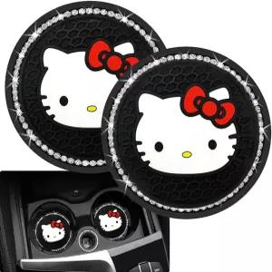 2PCS 귀여운 자동차 컵 홀더 코스터 2.75인치 내구성 있는 원형 실리콘 블링 액세서리KT