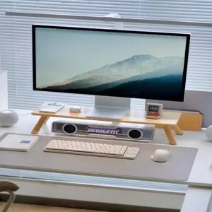 케이블 라우팅 슬롯이 있는 ROCDEER 대나무 모니터 스탠드 라이저 책상용 인체공학적 컴퓨터 선반 노트북