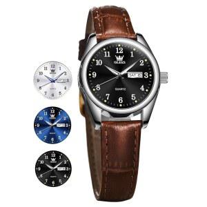 OLEVS 여성용 방수 클래식 드레스 가죽 시계 아날로그 쿼츠 캐주얼 우아한 레이디 빈티지 럭셔리 손목 데이트 데이 및 아라비아 숫자 다이얼 릴로 파라 무제르