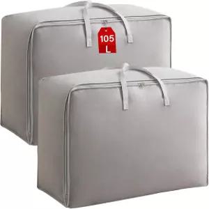 베개 담요 이불 킹 침구 옷 시트 튼튼한 손잡이 지퍼가 달린 접이식 이동식 보관 가방 옷장 정리함 2팩