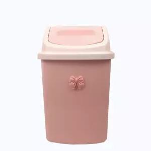 활 장식이 있는 WQURC 핑크 스윙 뚜껑 쓰레기통 욕실 침실 사무실 또는 세면대용 작은 매끄럽게 열리는