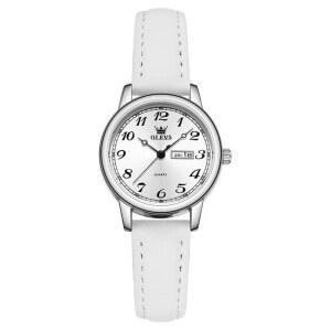 OLEVS 여성용 럭셔리 빈티지 가죽 시계 심플 이지 리딩 미니멀리스트 스몰 레이디스 데이 데이트 패션 다인티 드레스 방수 쿼츠 손목시계 릴로지 파라 무저