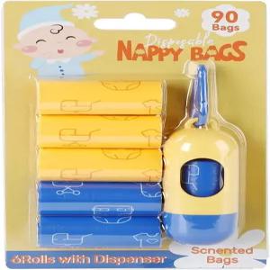 디스펜서가 있는 로미앤코 강아지 똥 봉투 90개 누수 방지 및 일회용 생분해성을 보장합니다