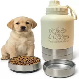 퍼피러브펫 트래블볼 3in1 휴대용 반려견 물병 및 식병 32온스 누수 방지 반려동물용 여행용 그릇 보리