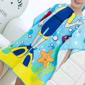 [원삼안전] 가운 비치타올 모자 비치 수건 아동 목욕 타올 수영장 타월 유아목욕타월 용 (본품)