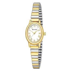 여성용 로빅스 스몰 골드 시계 - 스테인리스 스틸 확장 밴드가 있는 빈티지 타원형 아날로그 쿼츠 시계, 앙증맞은 쉬운 로마 숫자 다이얼, 방수 드레스 손목시계 선물