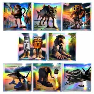 이탈리안 브레인롯 홀로그램 도무송 스티커 1타 90개 디자인 팬시 소품꾸미기 데코 꾸미기