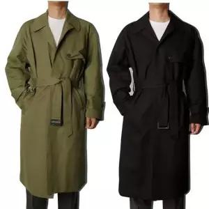 남자싱글코트 남자 가을 자켓 베이직 트렌치코트 검정 카키 롱코트