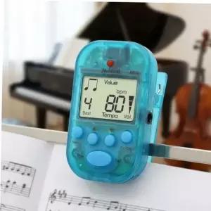 피아노메트로놈 미니 휴대용 클립형 템포 디지털 메트로놈 투명 블루