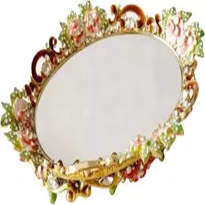 파시아르 골드 미러 배니티 트레이 핸드 페인팅 장식용 주얼리 금속 메이크업 서랍장 조리대