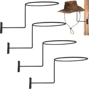 4Pcs 카우보이 모자 랙 홀더 금속 걸이용 벽 웨스턴 등을 위한 다기능 보관 정리함 디스플레이 랙블랙