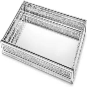 칸푸라 크러쉬 다이아몬드 미러 향수 트레이 배니티용 실버 유리 거울 주얼리 정리함 크리스마스 커피