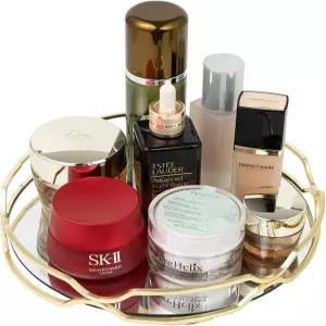 크리스마스 발렌타인데이를 위한 주방 욕실 거실용 거울 유리 배니티 트레이 원형 화장품 장식 데스크톱 홈