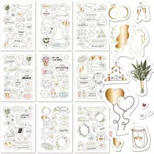 스크랩북용 웨딩 스티커 9장 이상 방수 약혼 계획 장식을 위한 신부 샤워 결혼 기념일