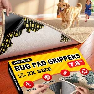 PHIXBEAR 초대형 러그 테이프 강력한 미끄럼 방지 그립 패드 그 하드우드 바닥과 타일에 카펫 고정 세척 및