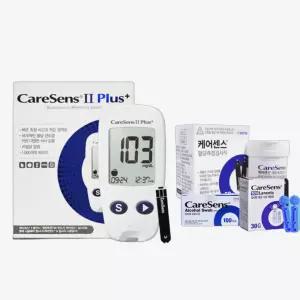 케어센스2 플러스 혈당측정기 세트 시험지60매+침110개+솜100매 당뇨체크기 검사기