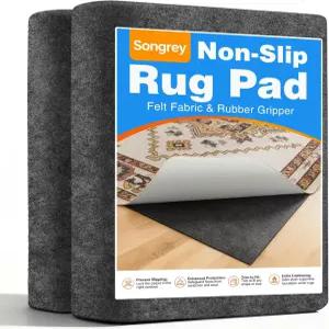 송레이 논 슬립 러그 패드 그 2 x 3 피트 두꺼운 펠트 원단과 미끄럼 방지 백킹 하드우드 바닥용 카펫