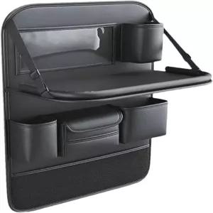 XAUCY PU 가죽 카시트 백 수납 가방 대용량 멀티 포켓 뒷좌석 정리함 접이식 식탁 태블릿 트레이 걸이