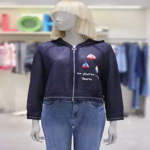 [베네통][베네통] 베네통 돛단배  크롭 후드 니트 가디건  BAKC58531 (P003793138)