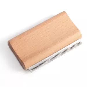 나무 애완동물 탈포 브러시 4.3인치/11cm 인체공학적 그루밍 도구 순한 털 제거기 빗으로 강아지 고양이
