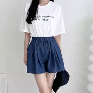 [라일리여성의류] Rly A라인 핏 쿨링 연청 숏팬츠 데일리 여름 반바지