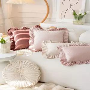 벨벳 프릴 쇼파 쿠션 북유럽 인테리어 정사각 거실