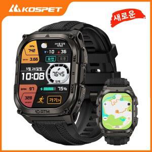 심박계 KOSPET Tank M4 러기드 스마트워치 스테인리스 스틸 10ATM 45M 프리다이빙 GPS 오프라인 지도 24 건강 모니터링 안드로이드 iOS용
